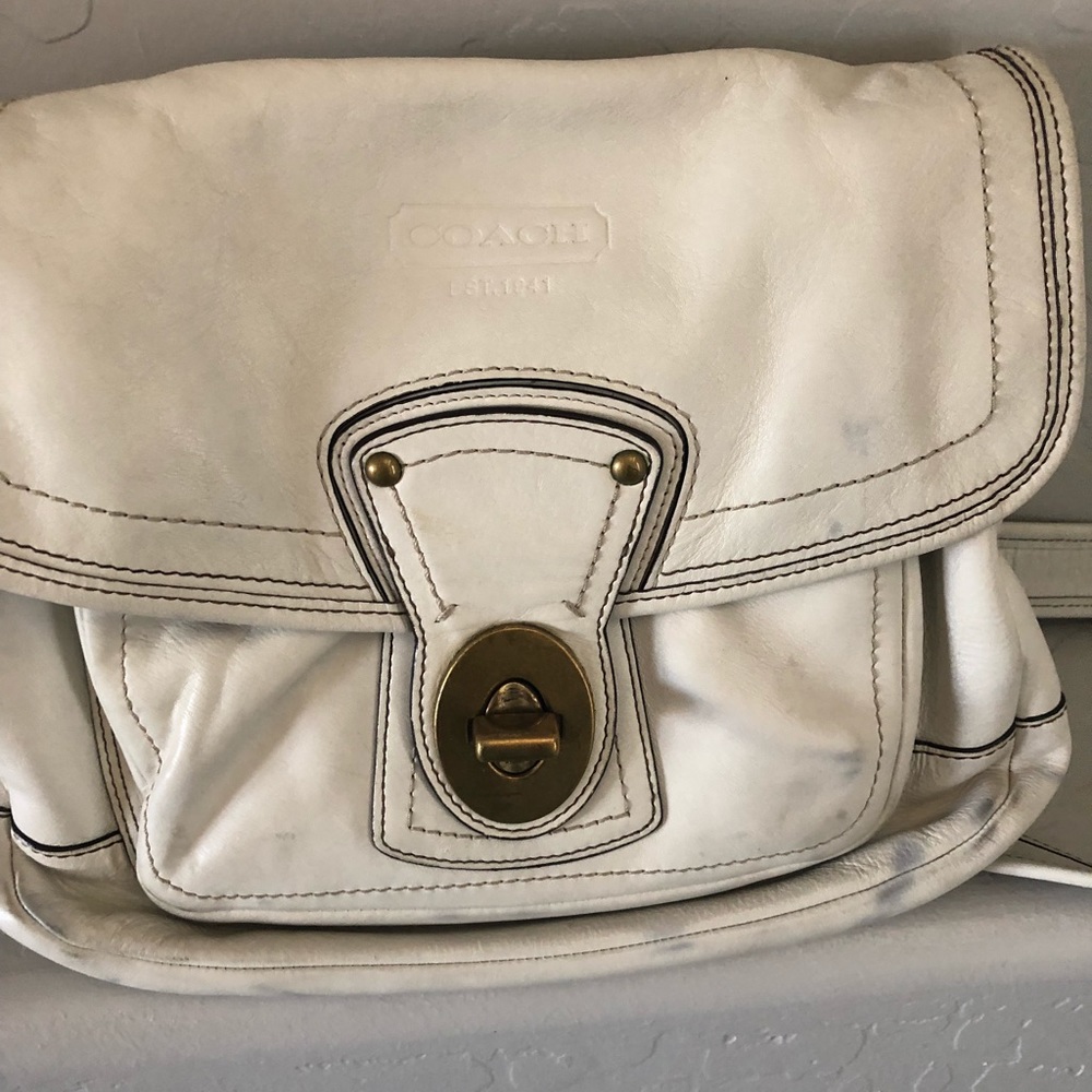 Coach off white leather crossbody bag